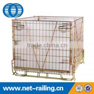 Folded wire mesh steel forklifts stacking container