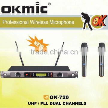 OK-720 UHF wireless microphone Dual Channels/UHF PLL 32/99 channels