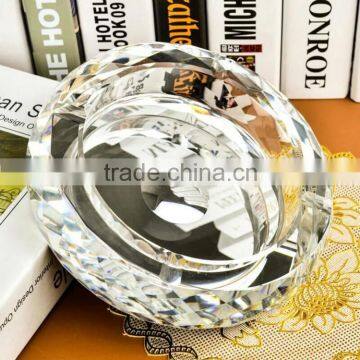 Handmade round glass ashtray with printing logo