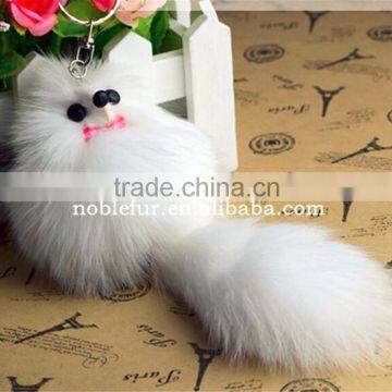 New Arrival White Small Fox Fur Keychain For Mobile Natural Real Fox Fur