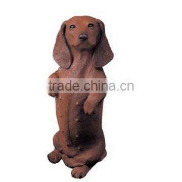 Sandicast Original Size Smooth Black Dachshund Sculpture Sitting Pretty