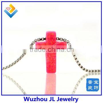 Synthetic Cross Opal Gemstone/ 925 Sterling Silver Jewelry/opal Cross Necklace photo-3