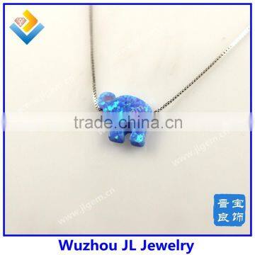 2015 New Arrived Synthetic Light Blue Opal Elephant Pendant With Fashion S925 Sterling Silver Chain Necklace photo-2