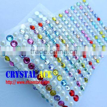 Mix colors pearl crystal adhesive rhinestone sheet