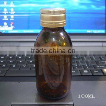 100ml amber medicine glass bottle with golden cap