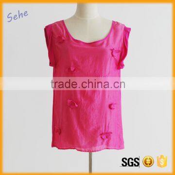 Best quality customized 100% polyester women no sleeve t-shirt top