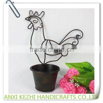 Decorative Rooster Metal Plant Pot Holder