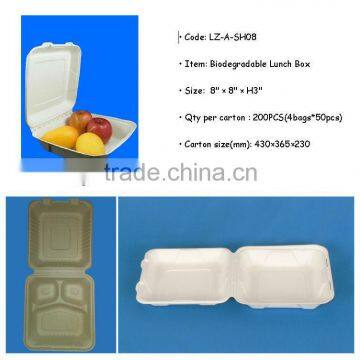 Biodegradable Paper 8 inch Clamshell For Food Made By Bagasse