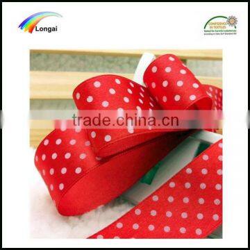 OEKO-TEX100 wholesale dots printed polyester satin ribbon for gift packaging