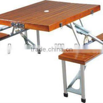 folding portabe wooden camping table with 4 seats