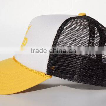 Yellow Polyester Foam Snapback Hat With String photo-3