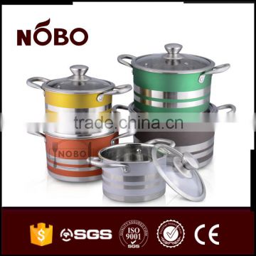 Color Coating Straight Body Stainless Steel Induction Russian Cookware