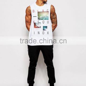 Blank Custom Gym Mens Sulimated Running Stringer Singlet Print And Embroidery Men Cotton Vest photo-2