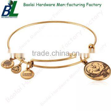 Metal wire multiple charms adjustable bangle for girls