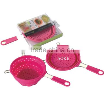 Diameter of 780mm non-stick Kitchen flexible folding silicone strainer bowl