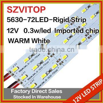 SV Dc 12V LED STRIP Super Bright 5630 72LEDs Rigid Strip Warm White Light Non-waterproof 12mm Width PCB 40-50LM Imported Chip Quality Choice