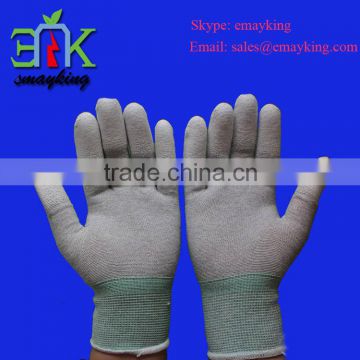 ESD nylon carbon glove with PU Coated top fit