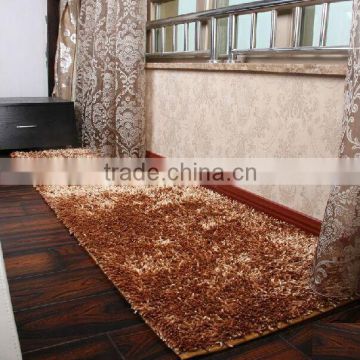 Shiny shaggy living room carpet and rugs with anti-slip base