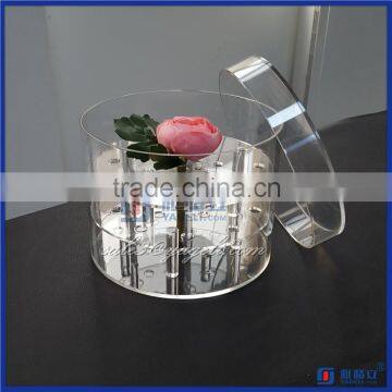 2016 luxury acrylic flower box rose flower round packaging gift box/flower shipping boxes