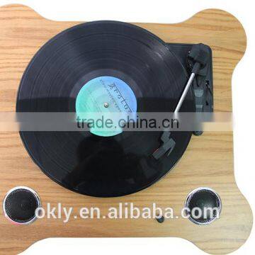 2016 OKN-028 Portable yellow board wooden turntable player usb pc encoding turntable record player