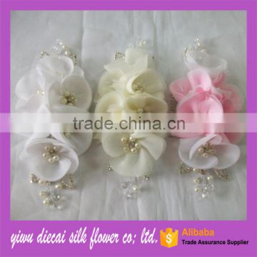 silk rose flower with pearl and rhinestone decoration bridal flower