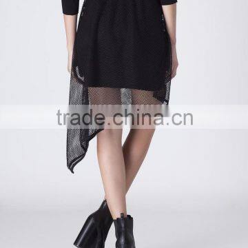 2015 New Designs Summer Collection Black Mesh Fabric Pictures of Mature Women With Short Skirt photo-3