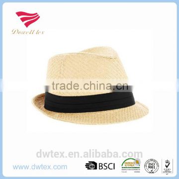 Promtional Gifts Wholesale Beige Color Straw Cheap Trilby Hats