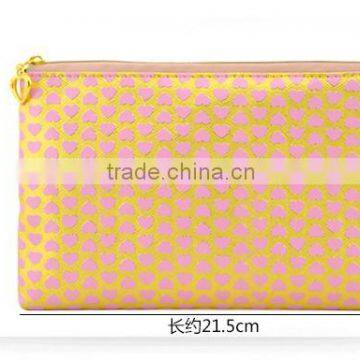 Golden Color With Heart Printing Makeup Brush Bag Case High Capacity