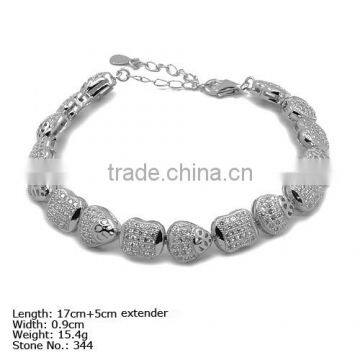 [BZ4-0004] 925 Silver Bracelet with CZ Stones Special Shape Bracelet Silver Hand Bracelet