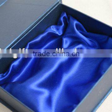 blue wooden box with logo print