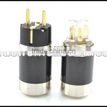 Audio Gade OEM 24K Gold Plated Carbon Fiber European EUR Schuko Power plug AC Power