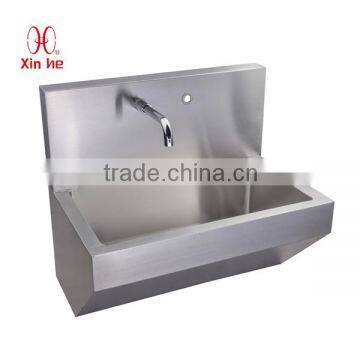 Commercial Wall Hung Hospital Stainless Steel Hand Washing Trough Medical Surgical Scrub Sink With Sensor Taps photo-3