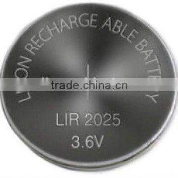 LIR2025 cr2025 2025 Li-Ion Type and 3V Nominal Voltage Rechargeable batteries