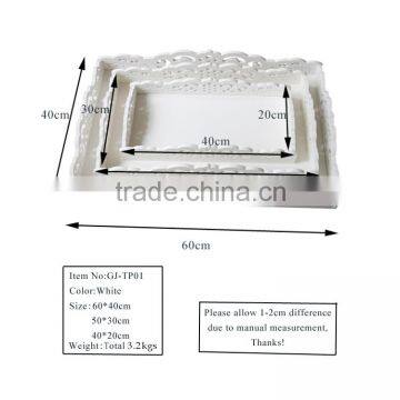 Shallow White Wood Tray With Many Size
