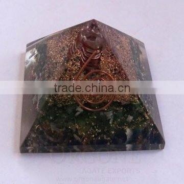 Malachite Orgone Pyramid | Orgonite Malachite Pyramid (With Crystal Point) | Copper Pyramid Meditation