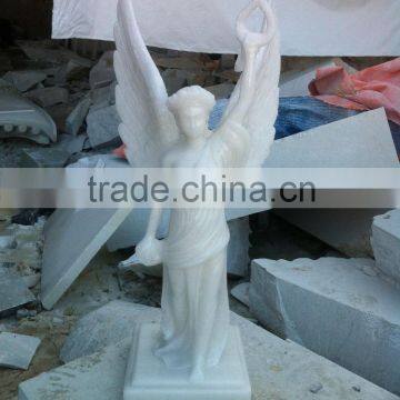 Life Size Angel Statue Marble Stone Hand Sculpture Carving For Church