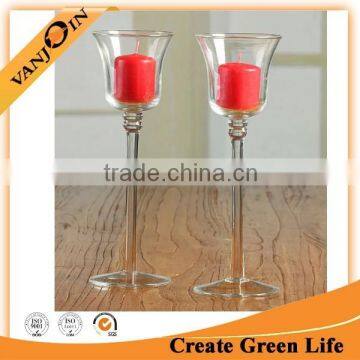 Wholesale Cheap Long-stemmed Glass Goblet,Clear Glass Footed Candle Holder