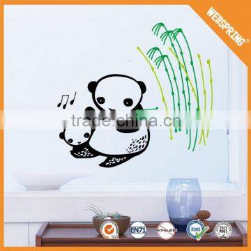 Superior waterproof beautiful 3d cartoon panda flocking wall sticker