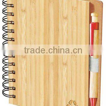 Natural color recycle bamboo notebook with spiral