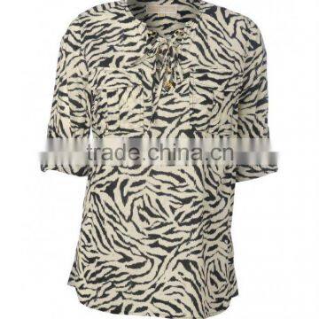 Yarn Dyed Cotton Round Neck T-shirt for Women