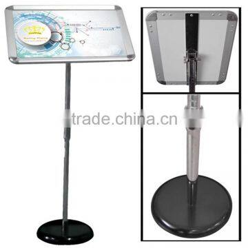 Good quality steel pole base floor standing A3/A4 telescopic menu stand with snap frame