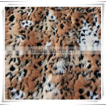 Fake jaguar fur fabric, jacquard weave faux fur fabric