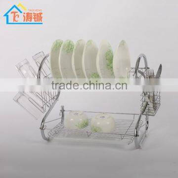 muti-functional 2 layers 22' stainless steel Kitchen cabinet dish drying rack with single plastic tray