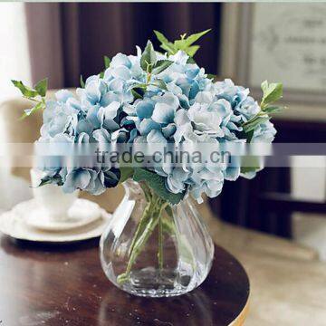 Popular hot selling cheap artificial blue hydrangea flower for wedding