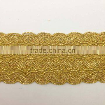 custom golden cushion upholstery polyester gold flat braid trimming