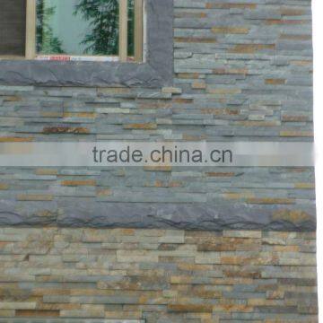 natural green and rusty slate stone tile interior wall decoration material