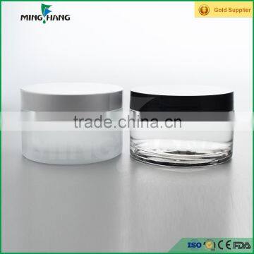 200ml black plastic cap transparent glass cosmetic cream jar