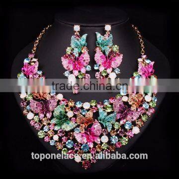 18 kg Gold Plated Bridal Wedding Jewelry Set Crystal Bead Necklace and Earrings With Rhinestone African Jewelry Sets photo-3