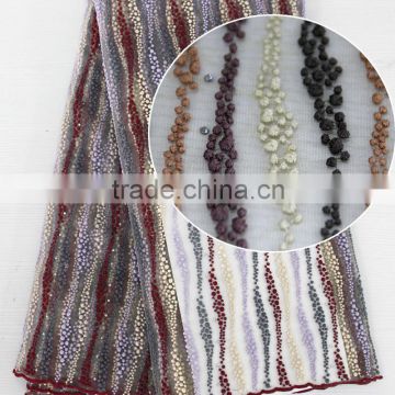 Latest design nada fabric for abaya/Embroider Tulle lace for Aso-ebi