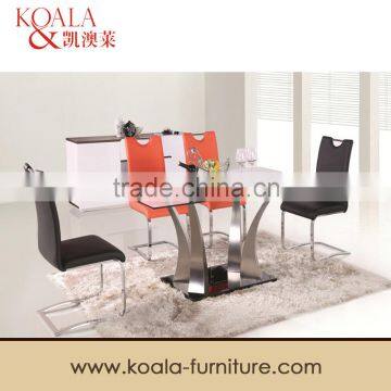 Modern Dining Table With Stainless Steel Leg in Glass Top A219#